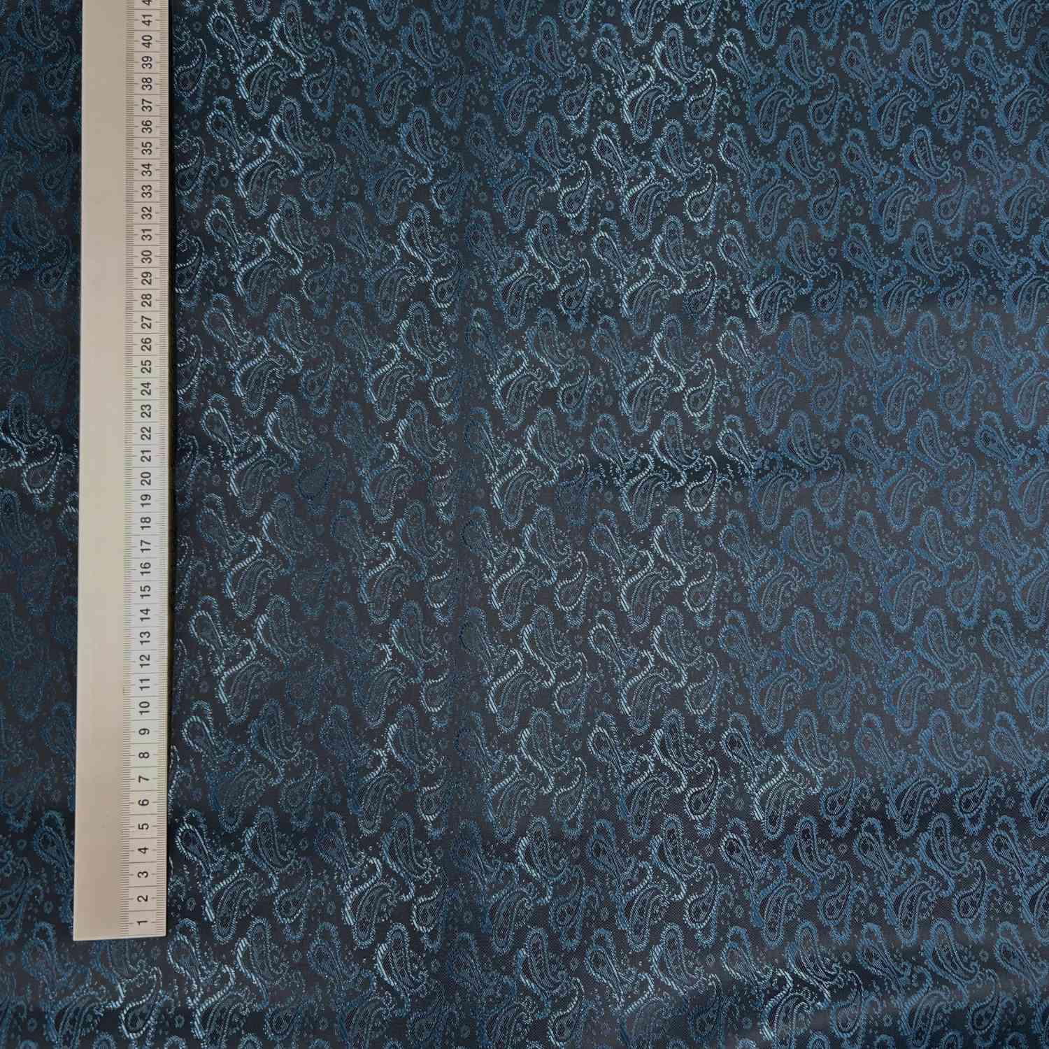 Fodertyg Jacquard - Petrolblå