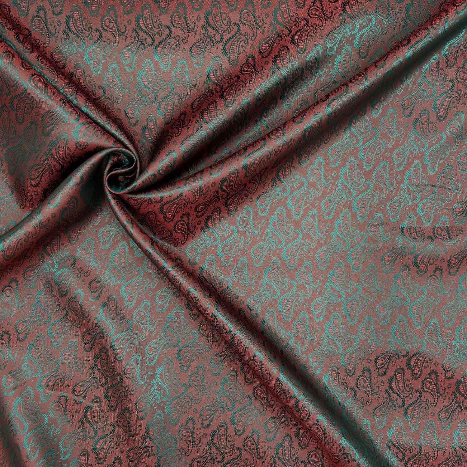 Fodertyg Jacquard - Rött och grönt skimrande