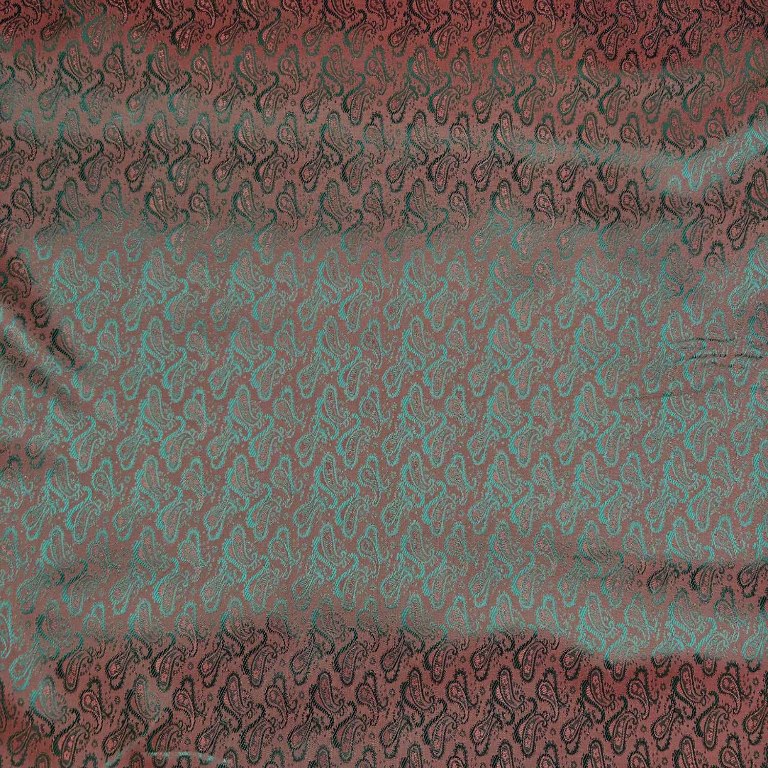 Fodertyg Jacquard - Rött och grönt skimrande