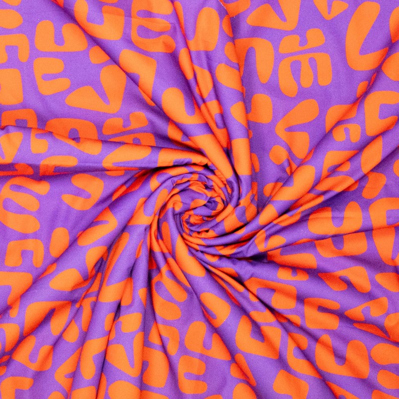 Poplin Abstract Love Lila & Orange