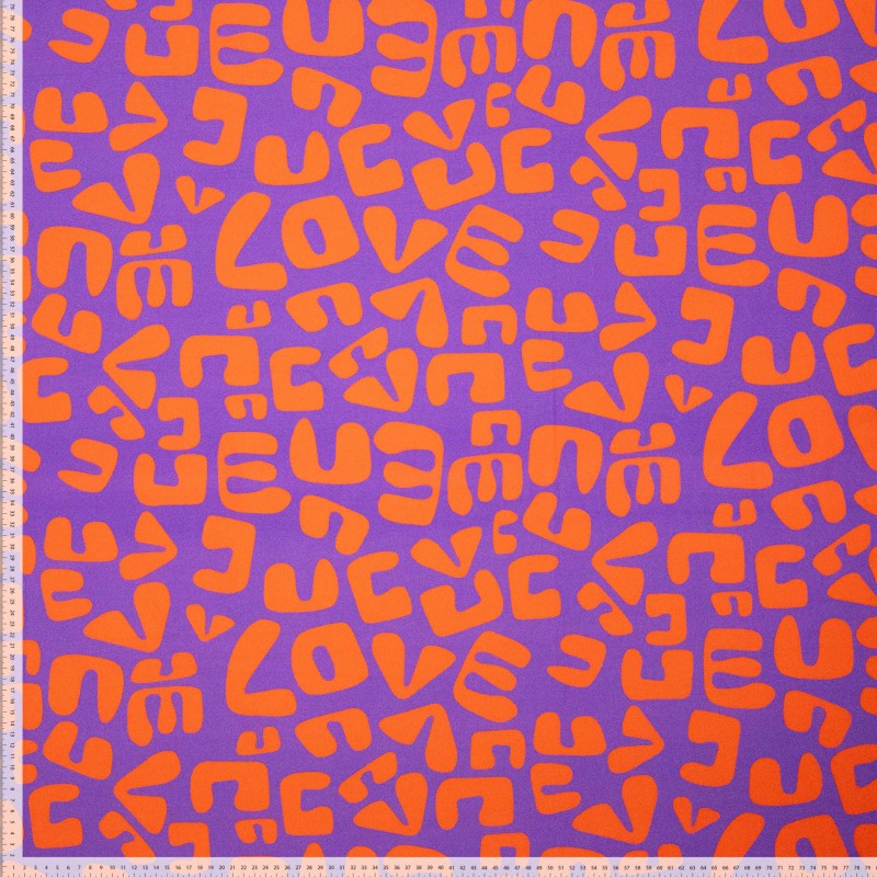 Poplin Abstract Love Lila & Orange