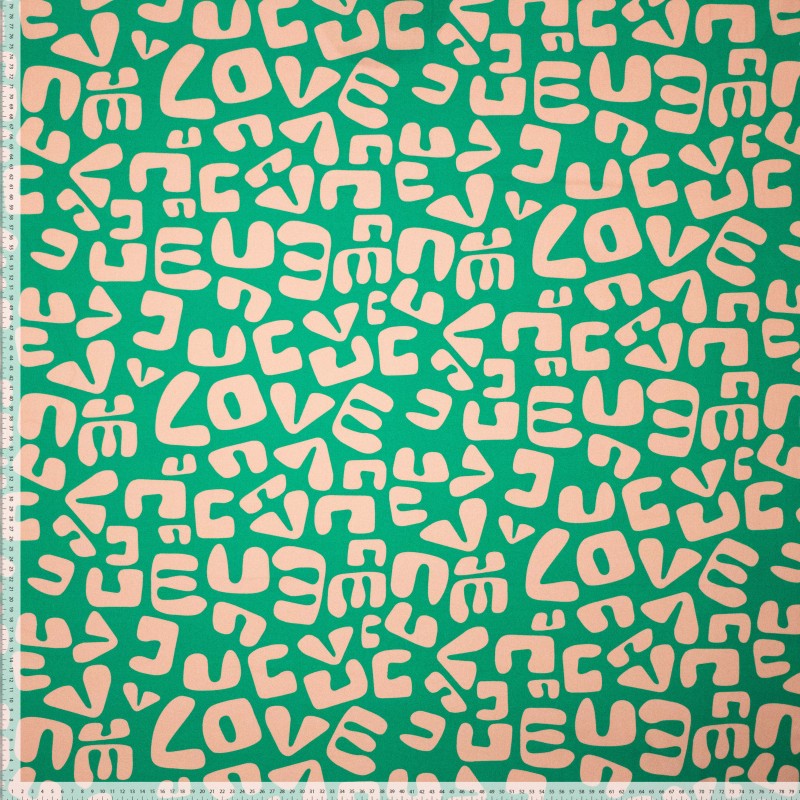 Poplin Abstract Love Grön