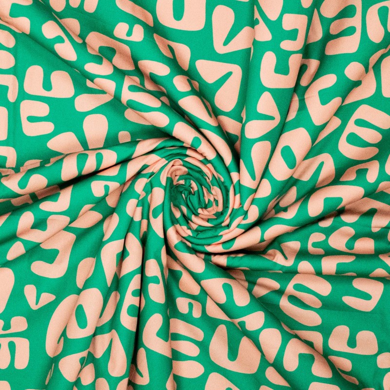 Poplin Abstract Love Grön