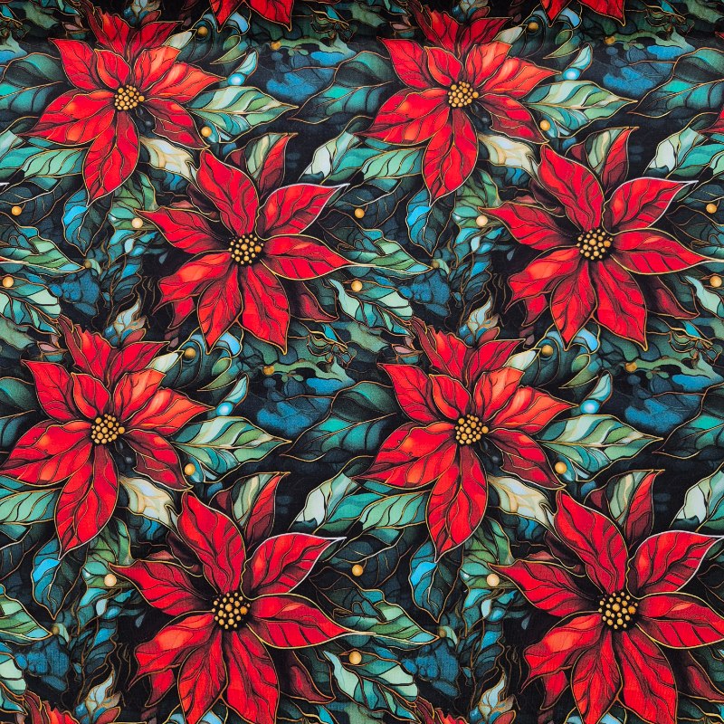 Premium trikå 180cm bred - Små julstjärnor