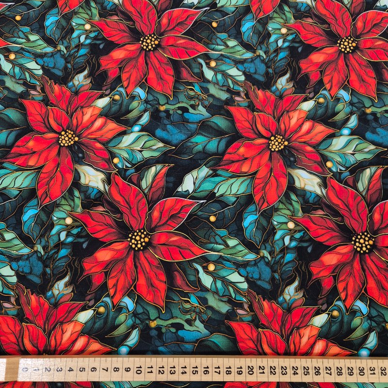 Premium trikå 180cm bred - Små julstjärnor