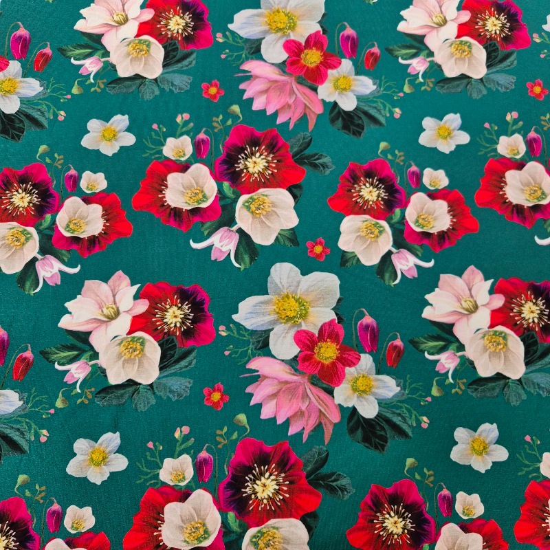 Trikå 180cm bred - Helleborus petrolgrön