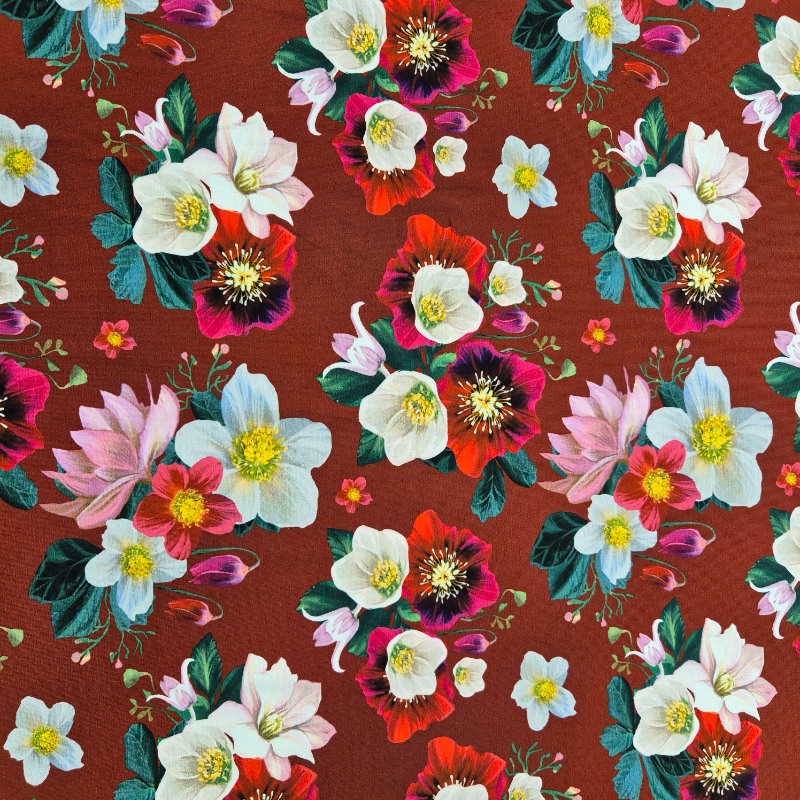 Trikå 180cm bred - Helleborus röd