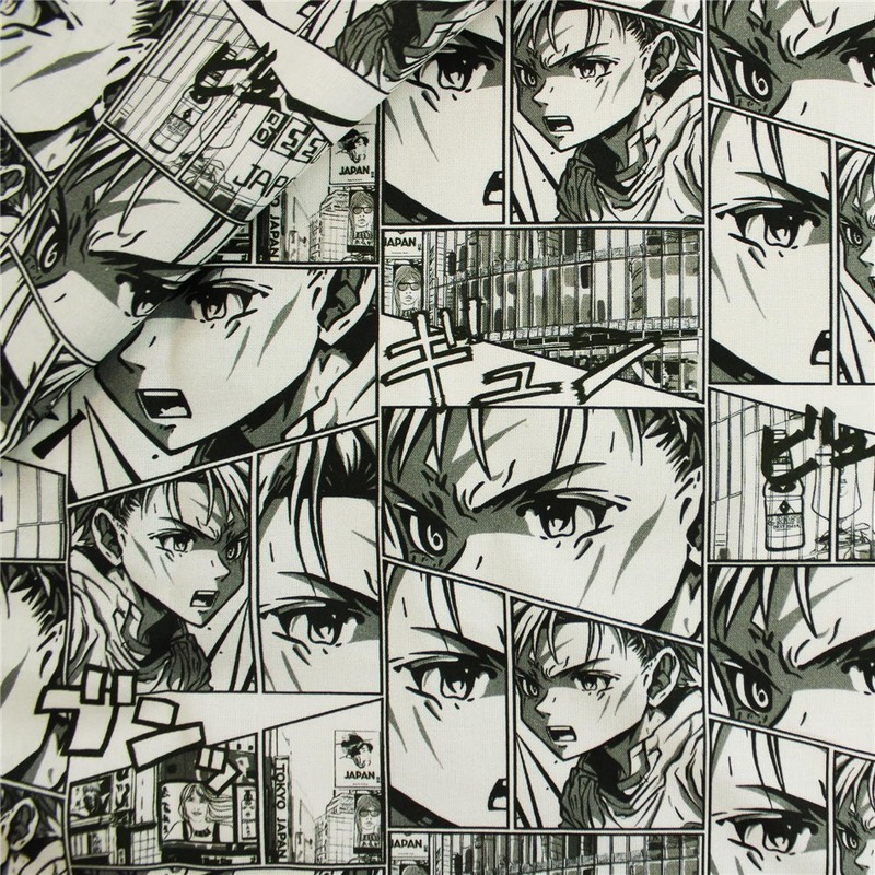 Mönstrad Bomull – Anime Svartvit