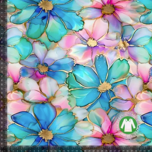 Bomullstrikå Pastellblommor