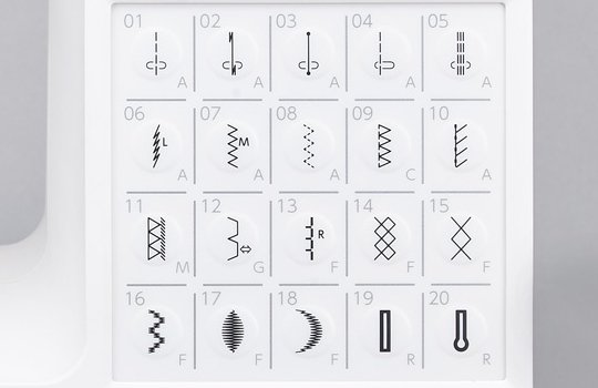 Direktval av 20 sömmar på Allvis 740 DC frontpanel