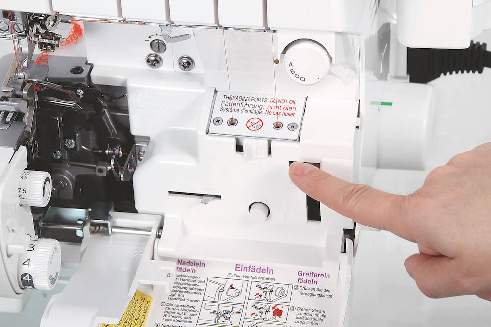 Jet-Air Threading på Baby Lock Victory – tryck på knappen för luftträdning