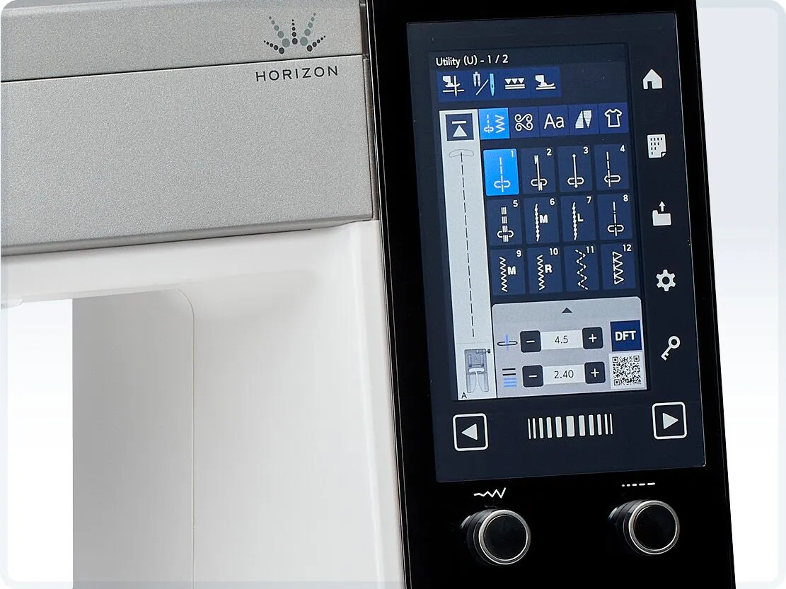 5-tums färgpekskärm med sömsval på Janome 9480QCP