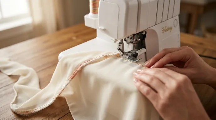 Overlock syr och kantar tyg