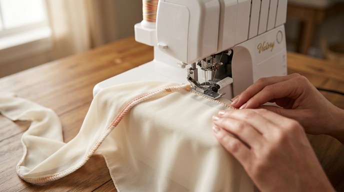 Overlock syr och kantar tyg