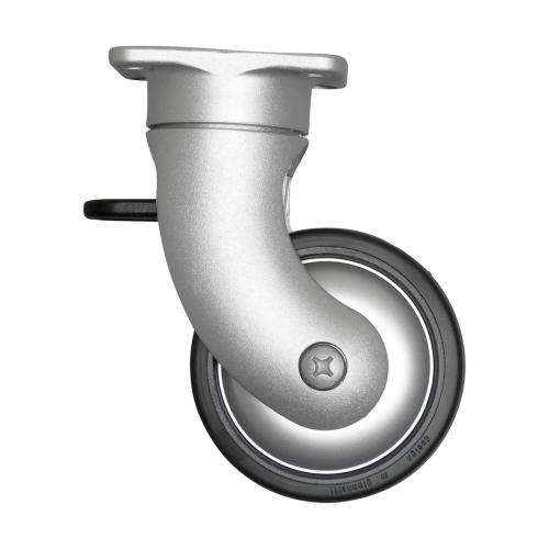 Hjul 120mm matt krom med broms