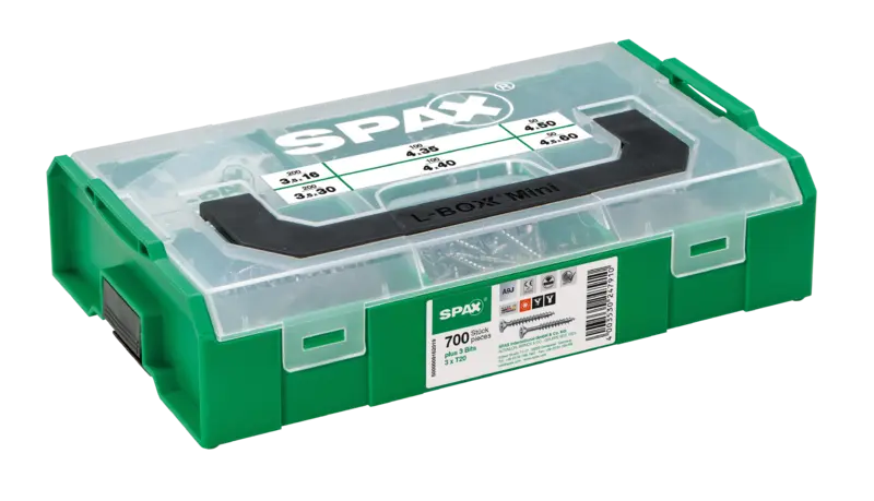 SPAX Skruvbox 703 delar inkl. bits – Komplett & organiserad