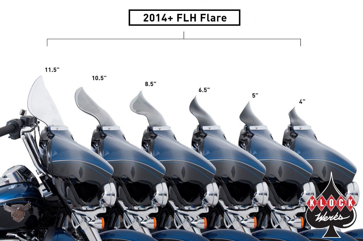 Klock Werks Flare Vindruta till 14-Upp Harley FLH