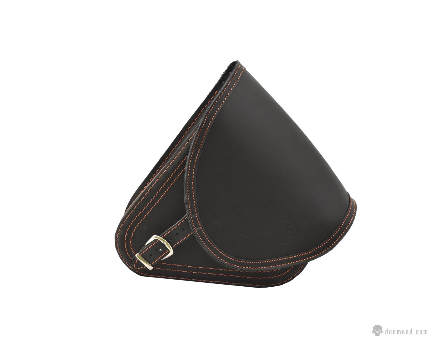 DeeMeeD Outsider Classic Swingarm Bag, Black/Orange for HD Softail