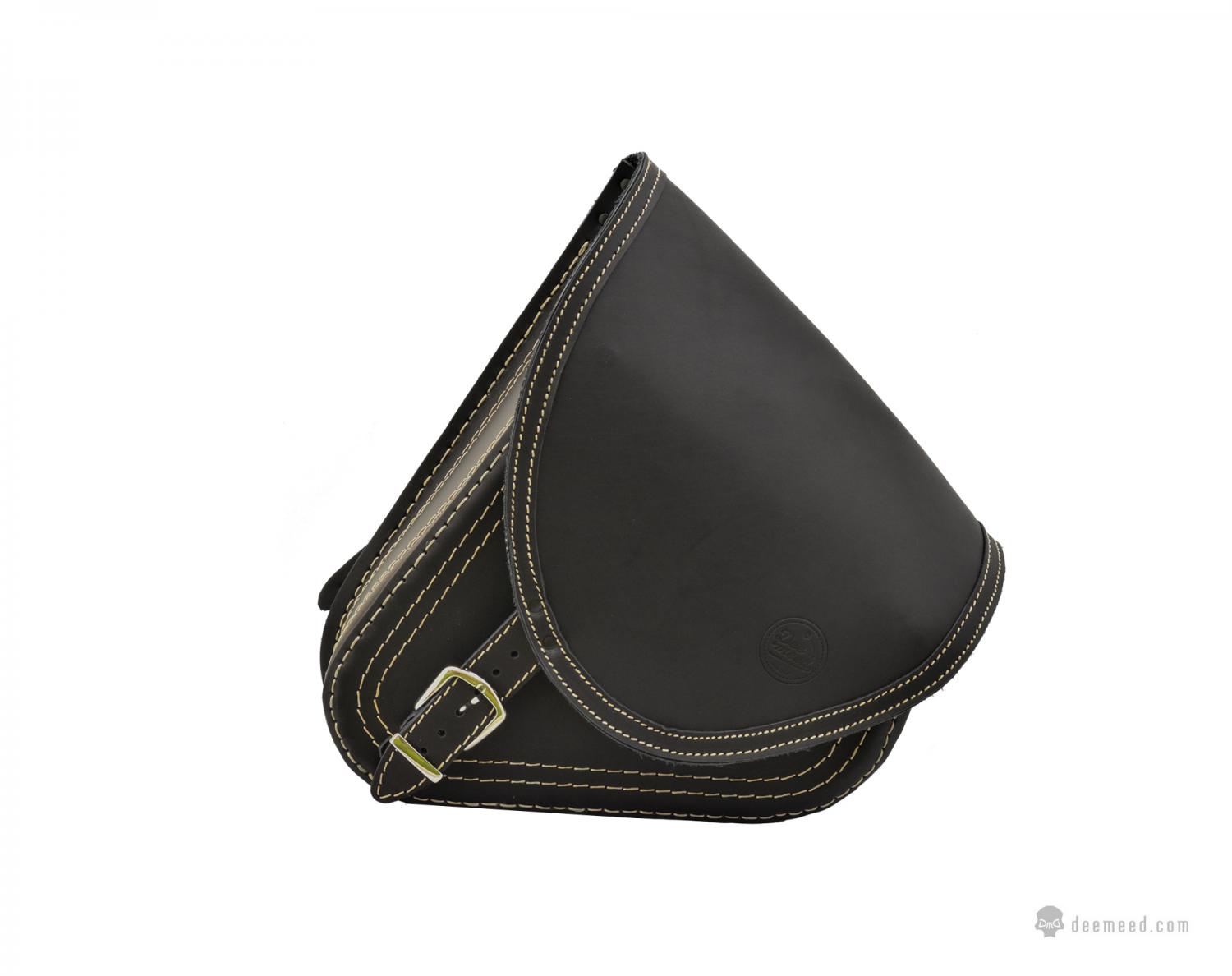 DeeMeeD Outsider Classic Swingarm Bag, Black/Ecry for HD Softail