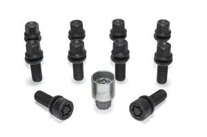 HR-B1453903SET H&R Bultsats inkl låsbutar M14x1,5 Sfäriskt 13mm säte. VAG Svart, Längd 39mm rörlig kona