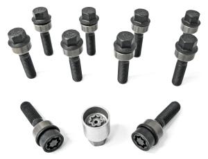 HR-B1454406SET H&R Bultsats inkl låsbutar M14x1,5 Sfäriskt 14mm säte rörlig aluminium kona Porsche 911, Boxter, Cayman Svart, Längd 44/29mm