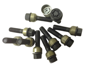 HR-B1456306SET H&R Bultsats inkl låsbutar M14x1,5 Sfäriskt 14mm säte rörlig aluminium kona Porsche Taycan Svart, Längd 63/48mm