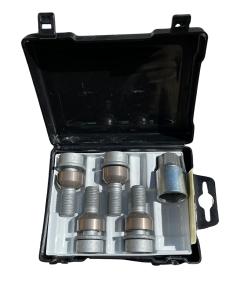 Låsbultsats för Porsche Sfärisk M14x1.50x29 Längd 29mm För originalfälgar med aluminiumkona Silver version