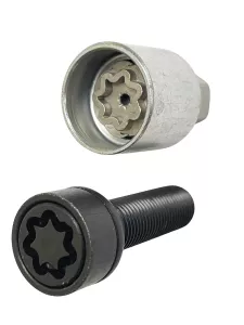 Låsbultsats Konisk 60°. M14x1.50x43 Längd 43mm För fälgar med koniska bultar svart utförande