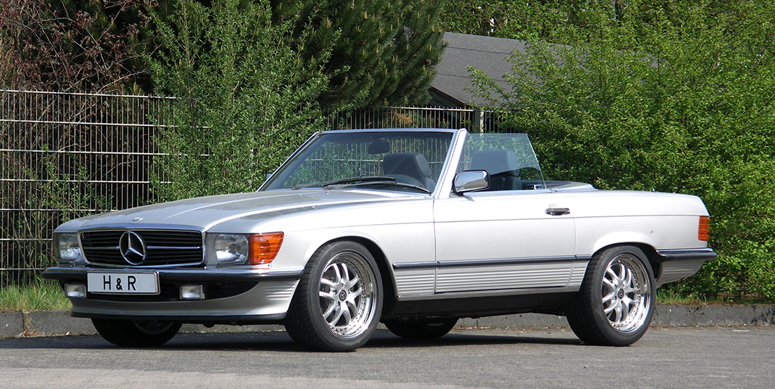 Mercedes R107 Air Ride HR-29071-1 H&R Raising kit Mercedes SL W107, 6cyl & V8 Deduct appr ...