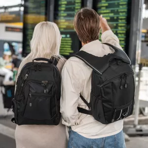 Stor svart datorryggsäck med reflex och flera funktioner