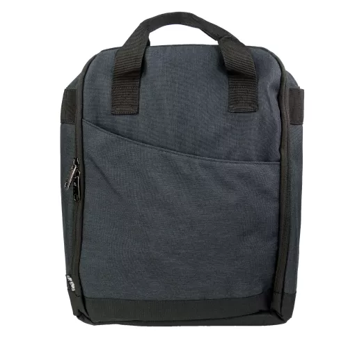 Antracit/grå datorryggsäck med axelband, laptopfack och bärhandtag
