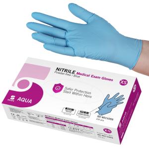 Handske Nitril Selefa puderfri AQUA Blue AQL 1,5