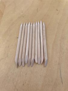 Orangepinne, trä, 6 cm dubbeländad spets/platt 10st/frp