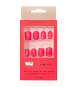 Set med 24 lösnaglar candy pink