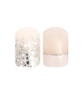 Set med 24 lösnaglar French glitter