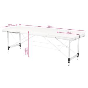 Massagebänk aluminium vit