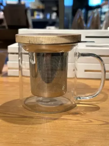 Tekopp i glas med sil och lock 300ml (1 st)