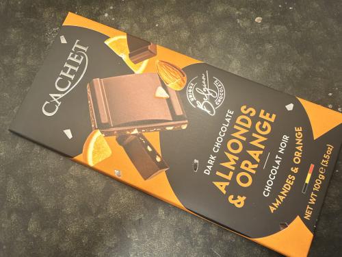 Cachet Mörk Choklad med Mandel och Kanderat Apelsinskal (100g)