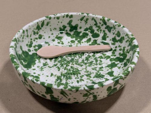 Rivskål Handgjord Grön & Vit (1 st)