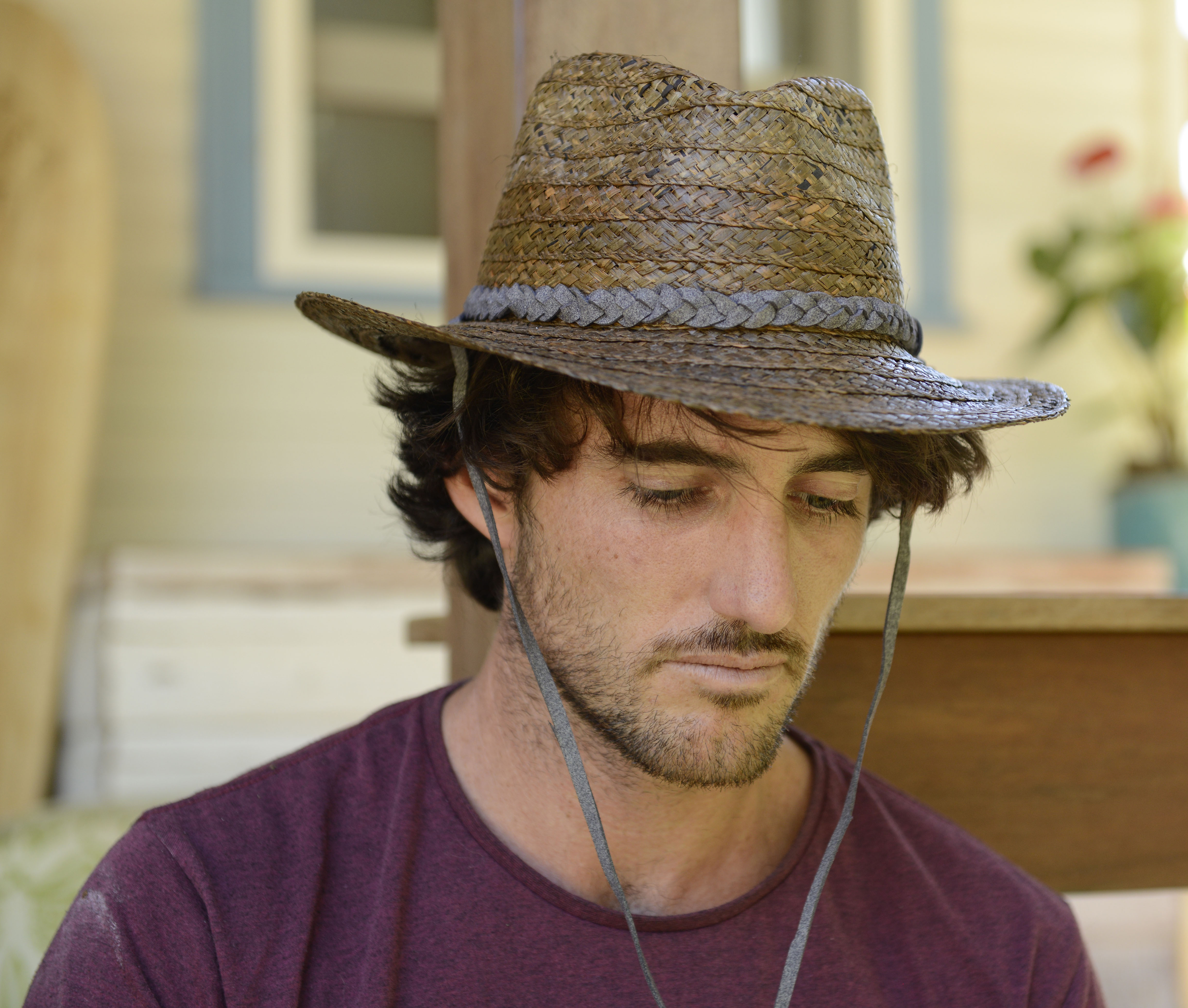 Wholesale RH027 NATURAL (S/M) 56cm MEN'S STRAW SURF HAT - Rigon