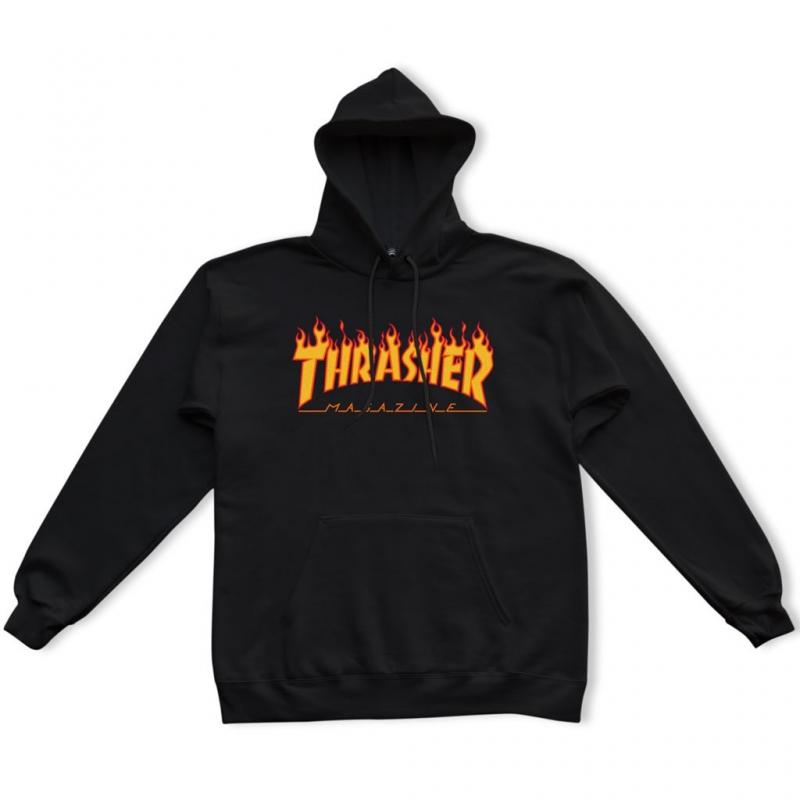 Thrasher Hood Flame Black