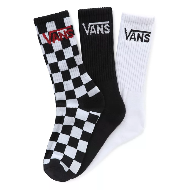 Vans Sock Junior Classic Crew Boys (31-38, 3PK) Black Checkerboard