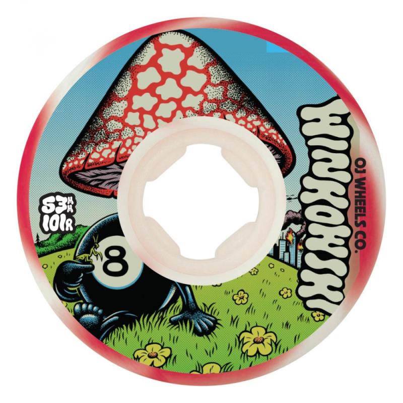 OJ Elite Wheels Erick Winkowski Mushroom Elite White/Red Swirl 53 MM