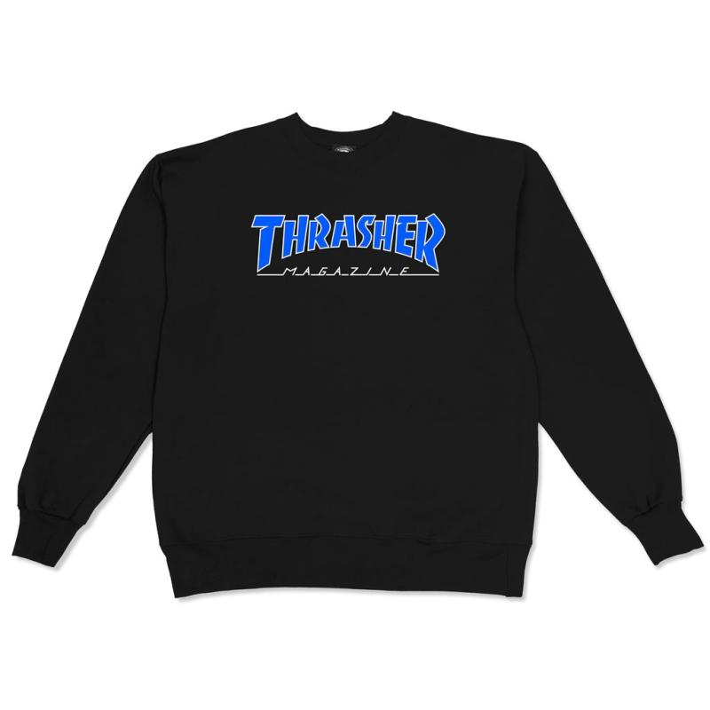 Thrasher Crew Outlined Logo Black Blue