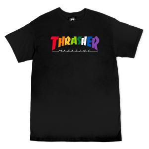 Thrasher Tee Outlined Rainbow Black