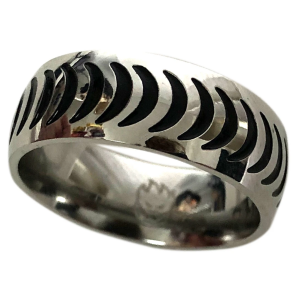 Spitfire "classic swirl" Cresent ring, stainless steel Size 10