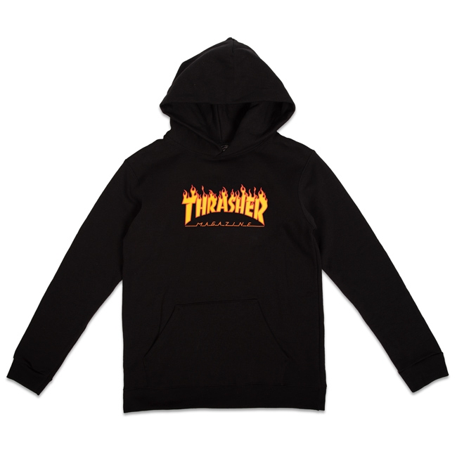 Thrasher Youth Hood Flame Black