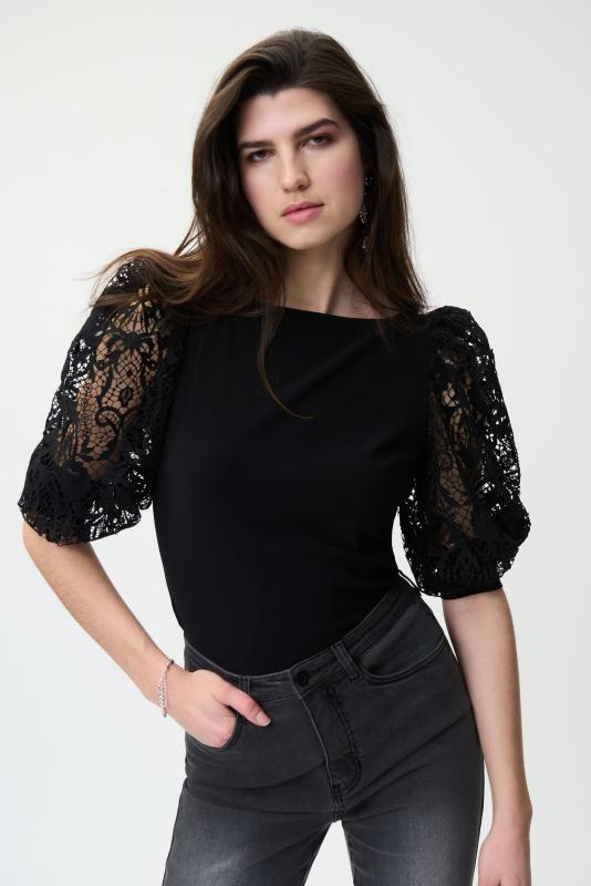 Blus svart/spets
