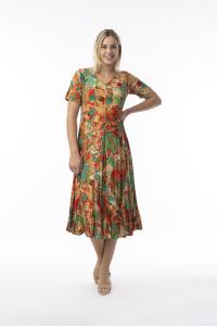 Klänning röd mönst.