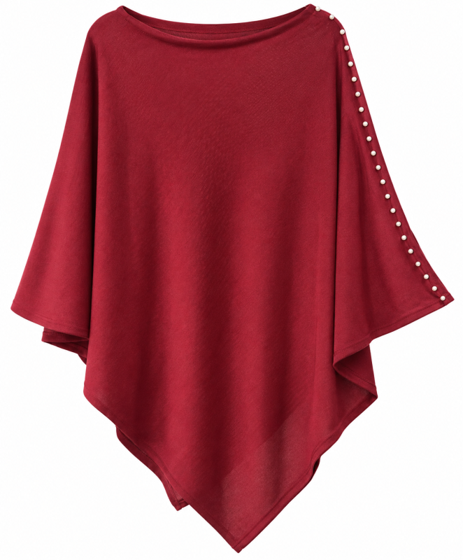 Poncho  vinröd